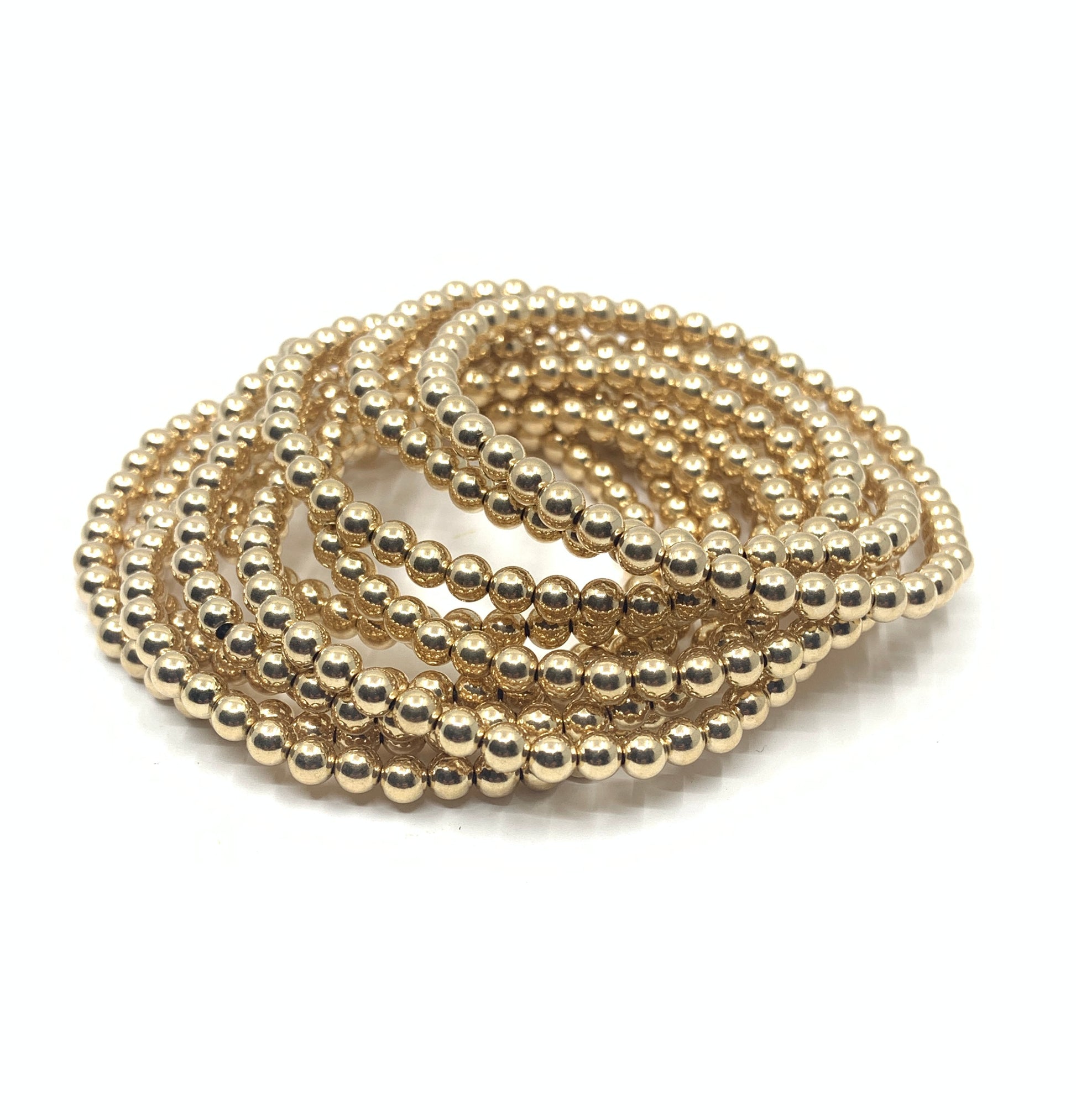 4mm gold filled beaded bracelet stacks