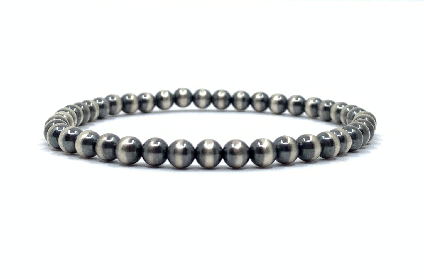 Oxidised silver navajo pearl 4mm bracelet