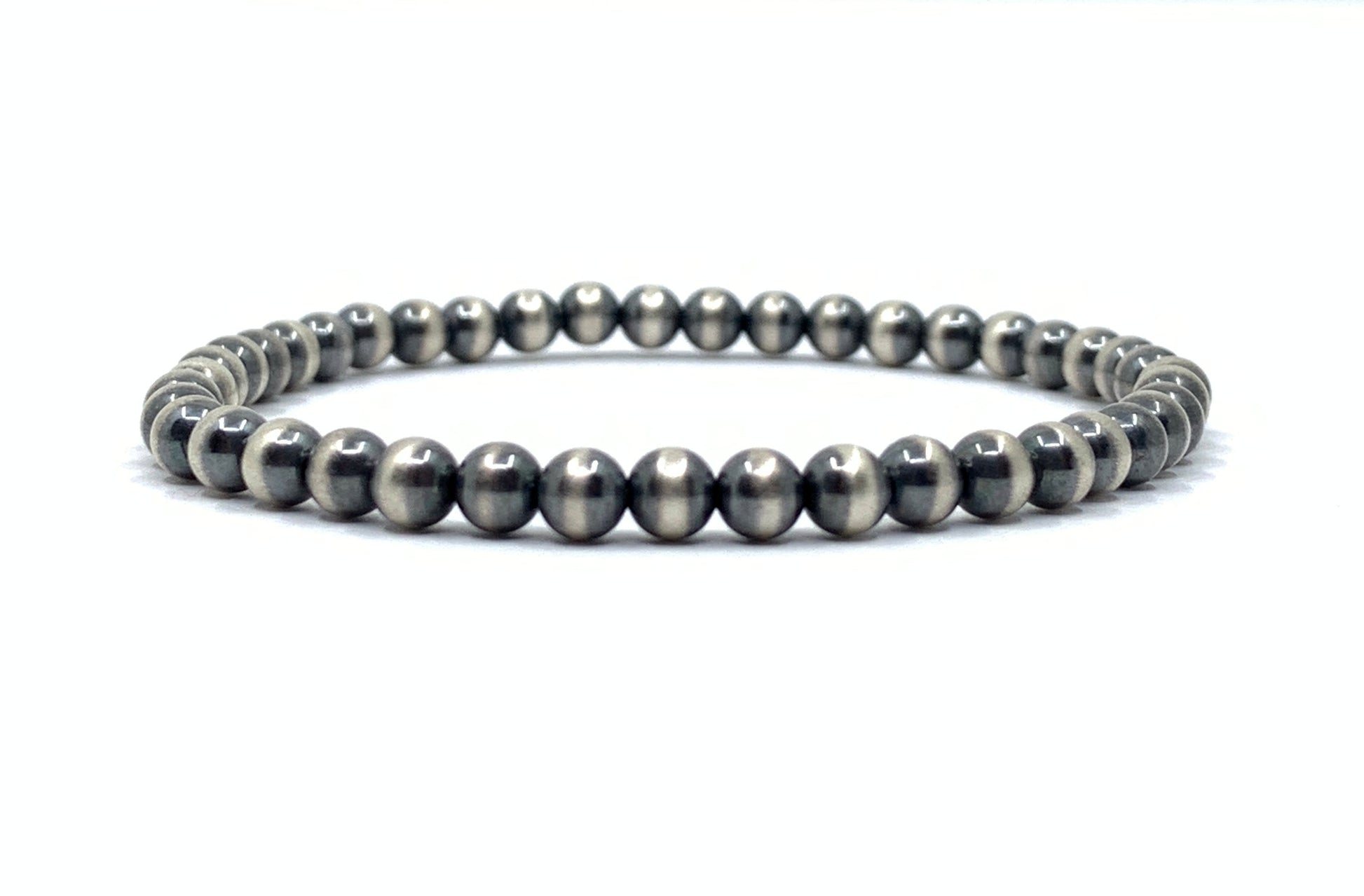 Oxidised silver navajo pearl 4mm bracelet