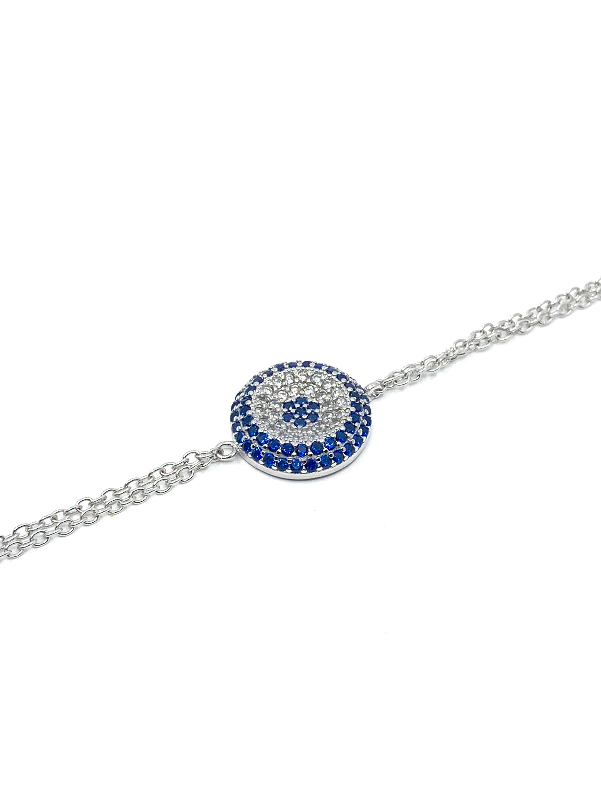 Big chunky evil eye bracelet sterling silver