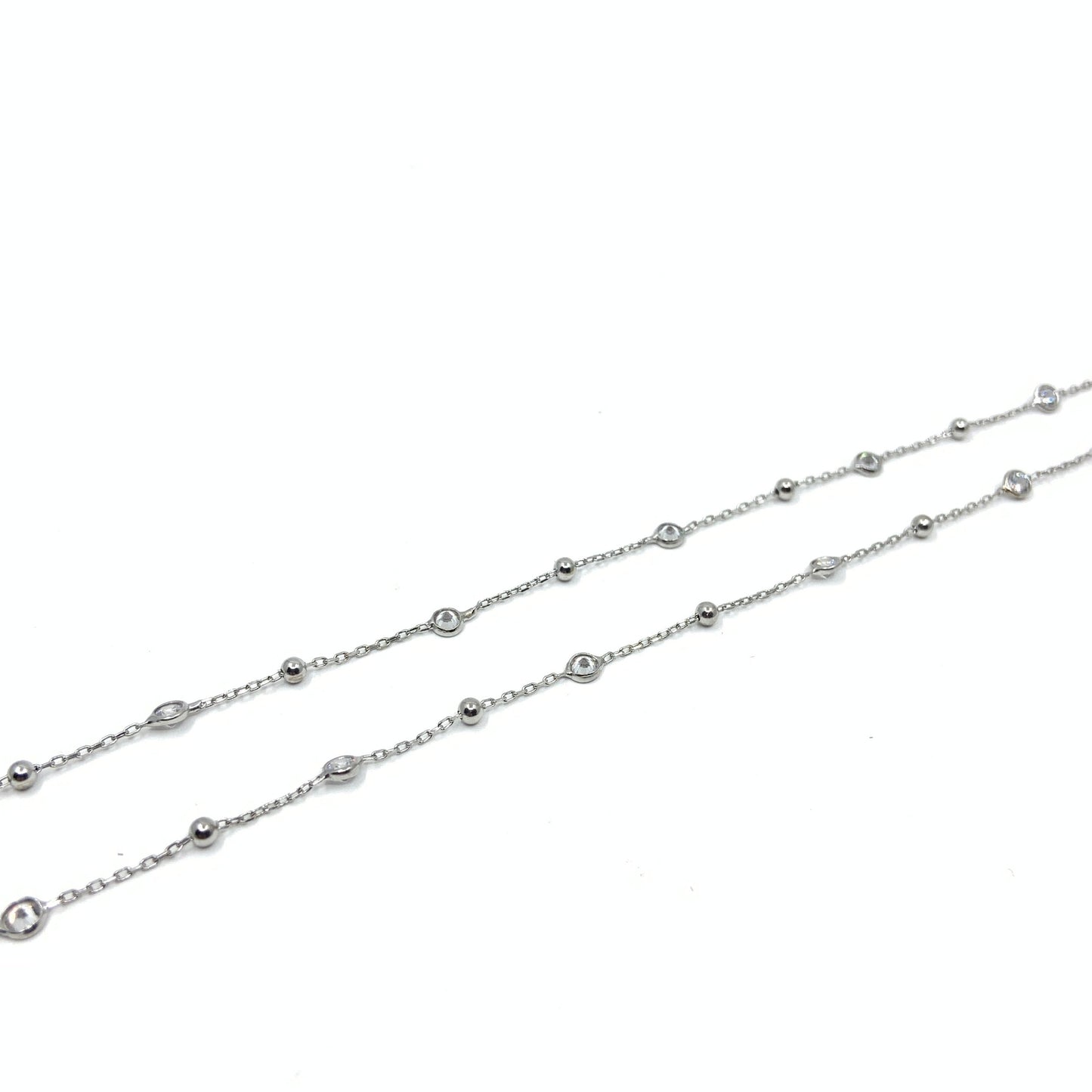 Alternate Ball Chain CZ Necklace