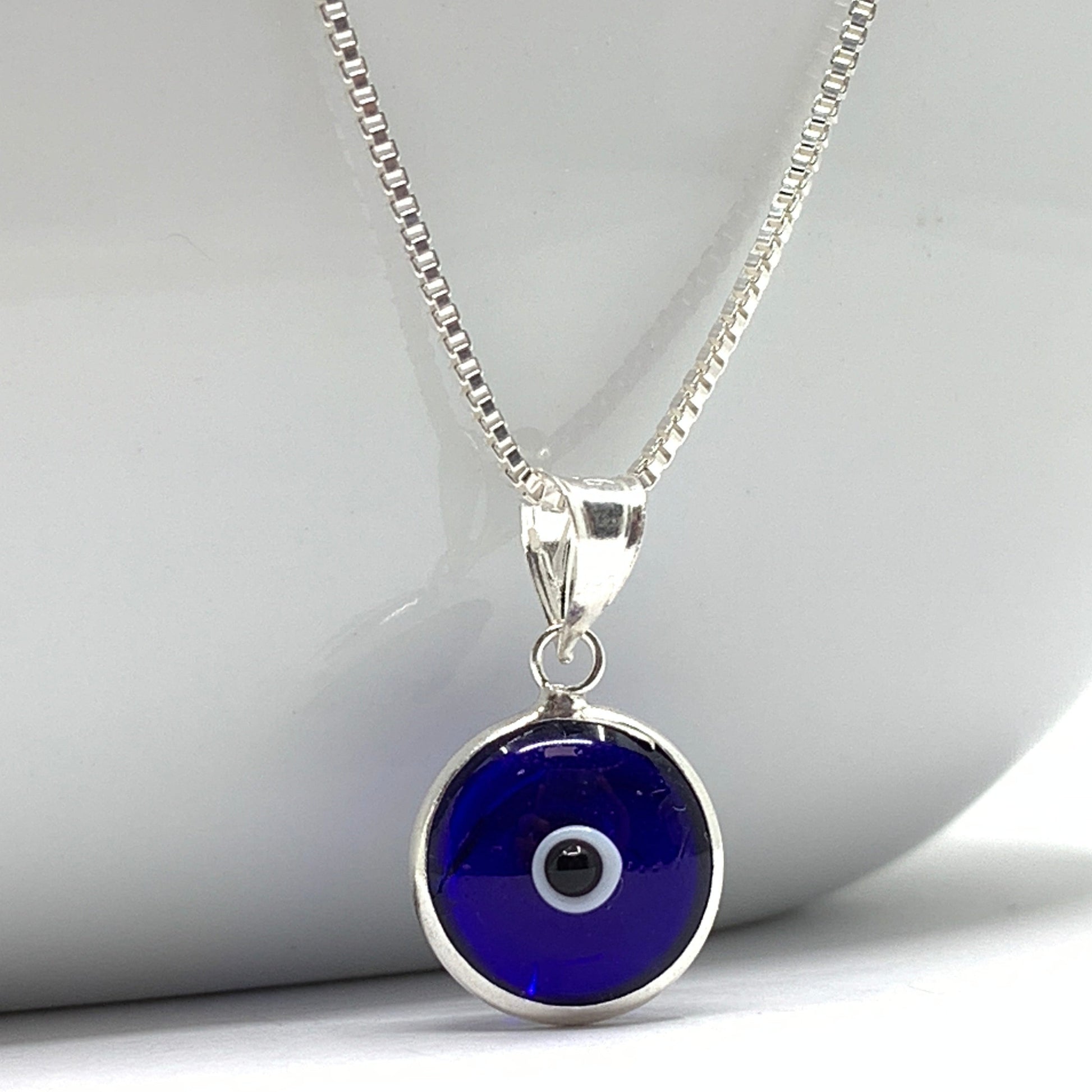 Royal Blue murano glass evil eye pendant necklace