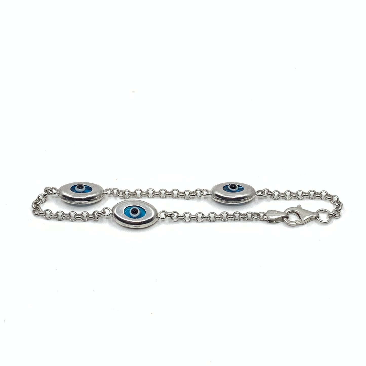 Rolo link bracelet with Evil Eye