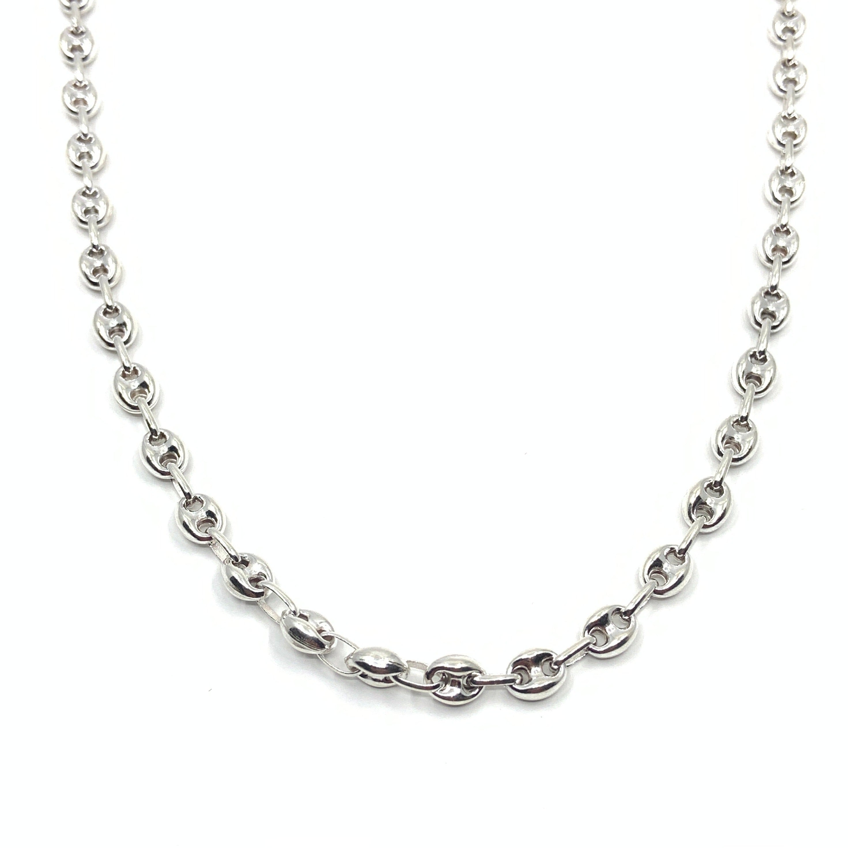 Puffed gucci link hot sale chain silver