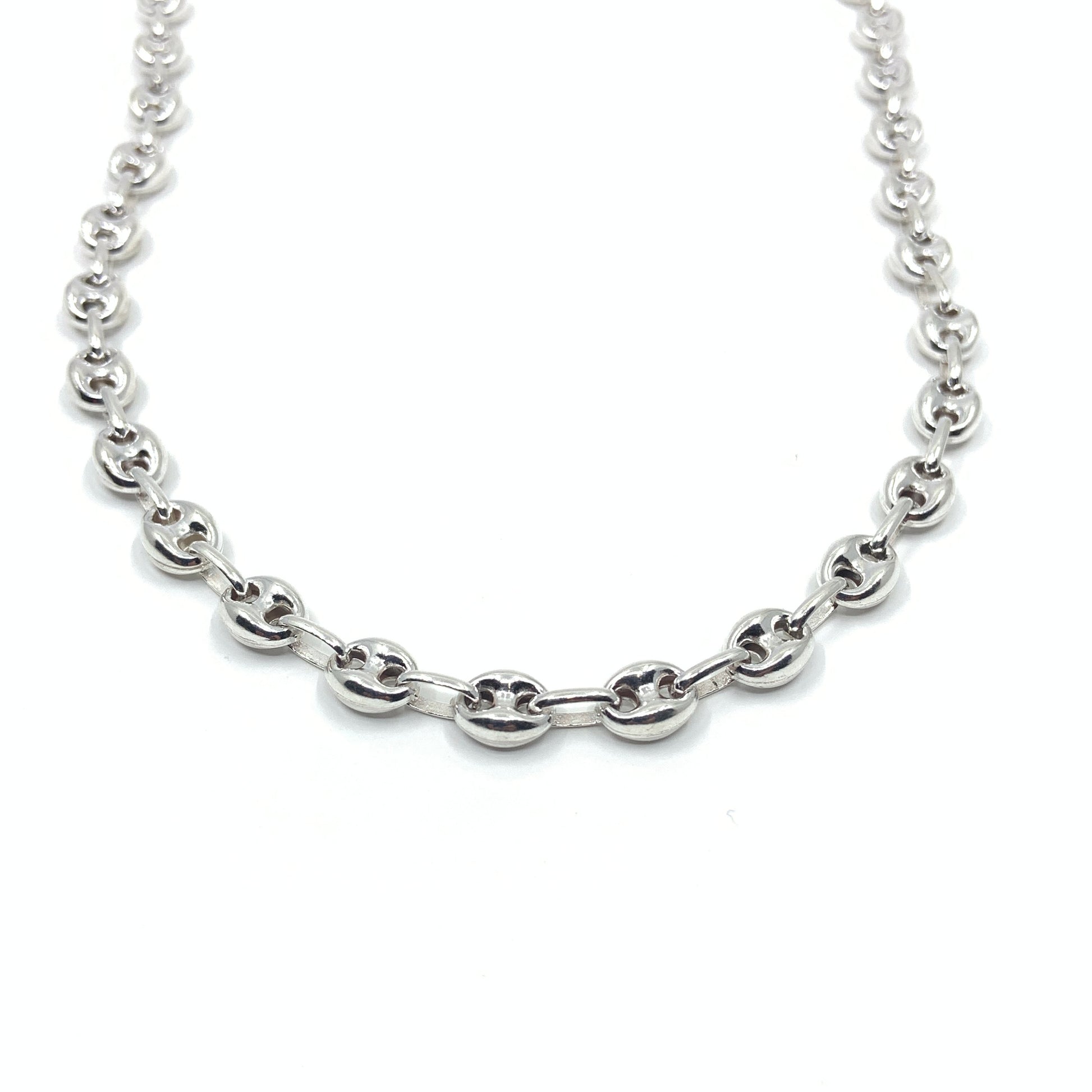 Sterling Silver link chain against a white background 