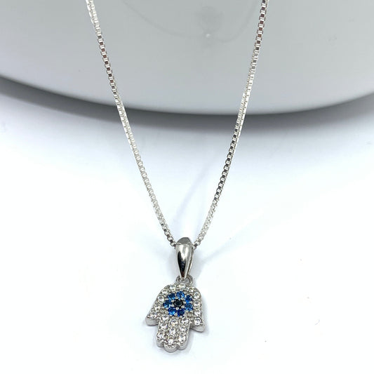 Hamsa Hand CZ Charm Necklace