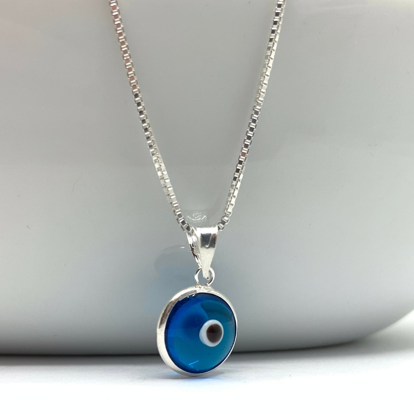 Light Blue Murano Glass Evil Eye Necklace