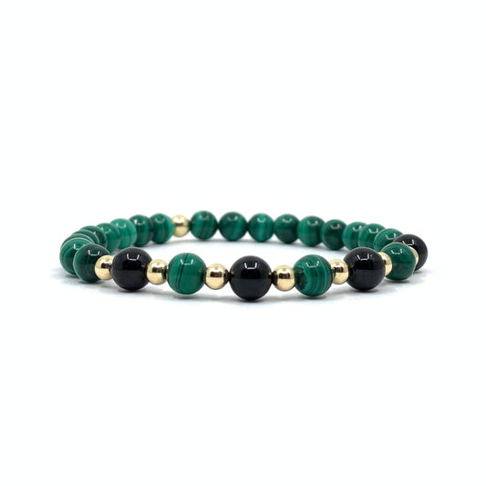 Malachite and onyx healing gemstone bracelet