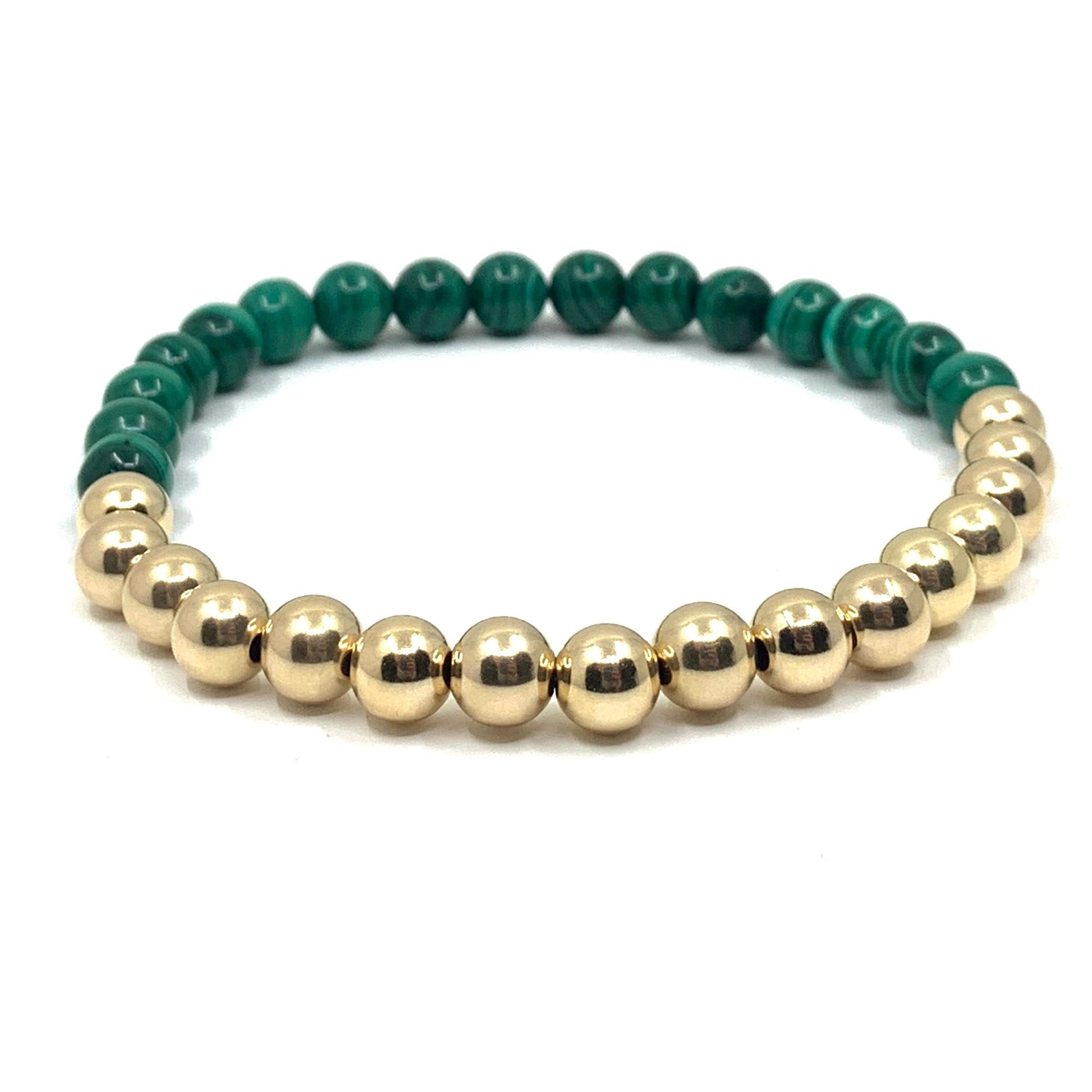 Half malachite and half gold filled bracelet