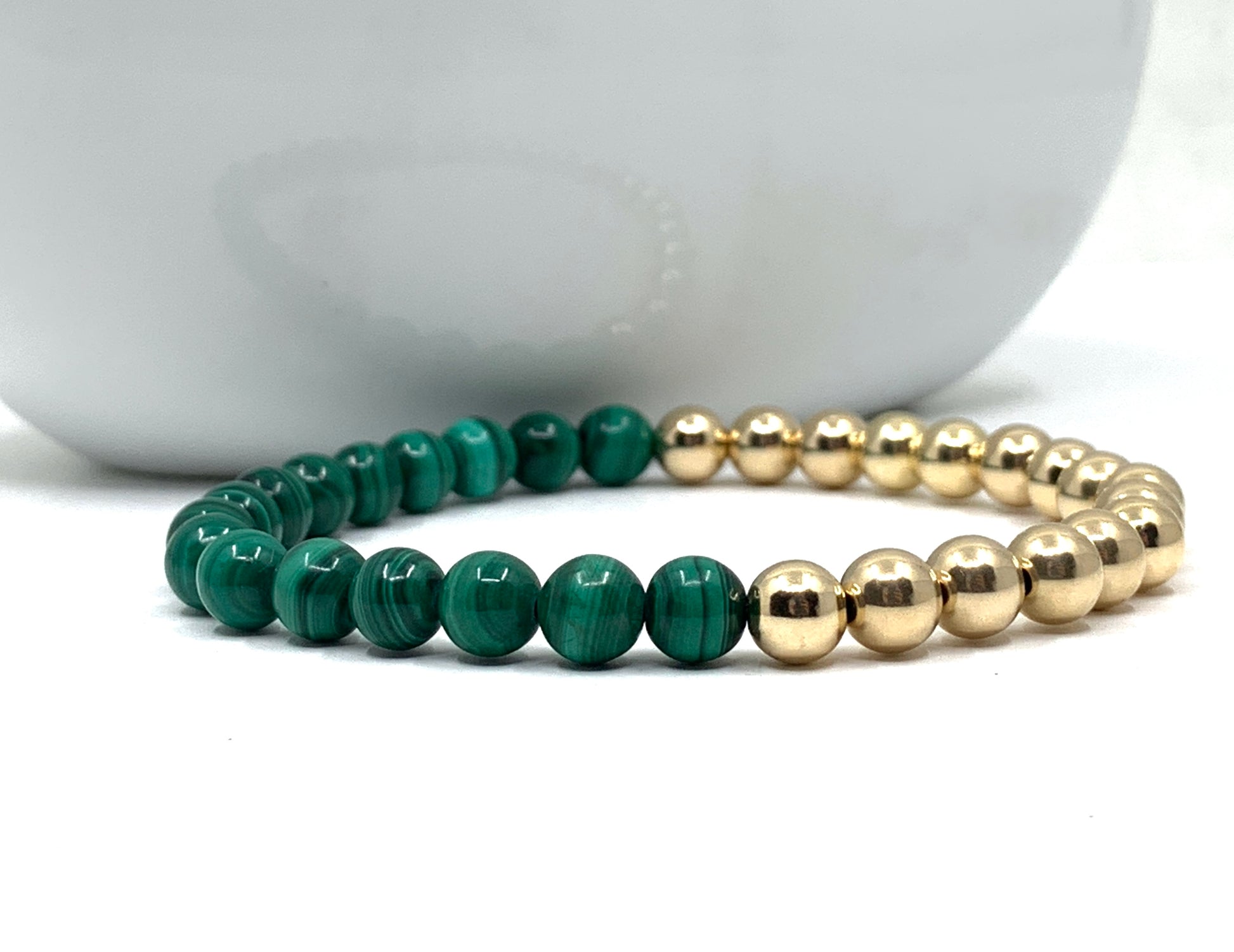 Gold Filled Beaded Bracelet with Malachite beads