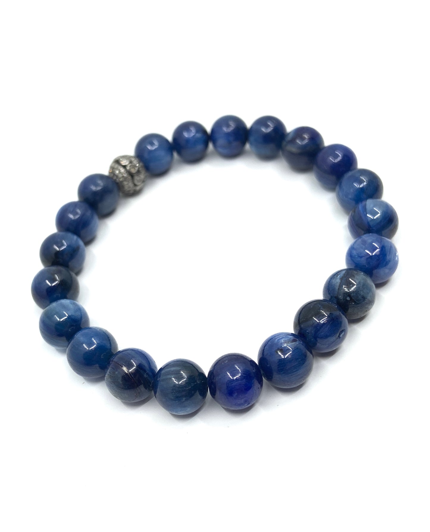 Men's kyanite beaded bracelet