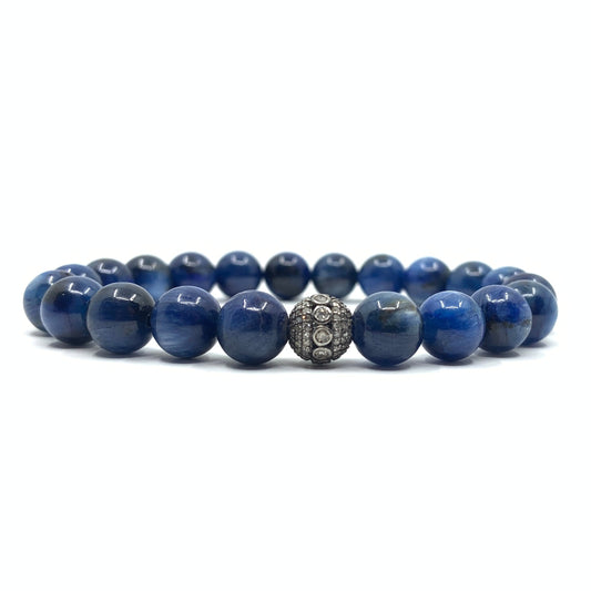 Blue kyanite diamond bead bracelet