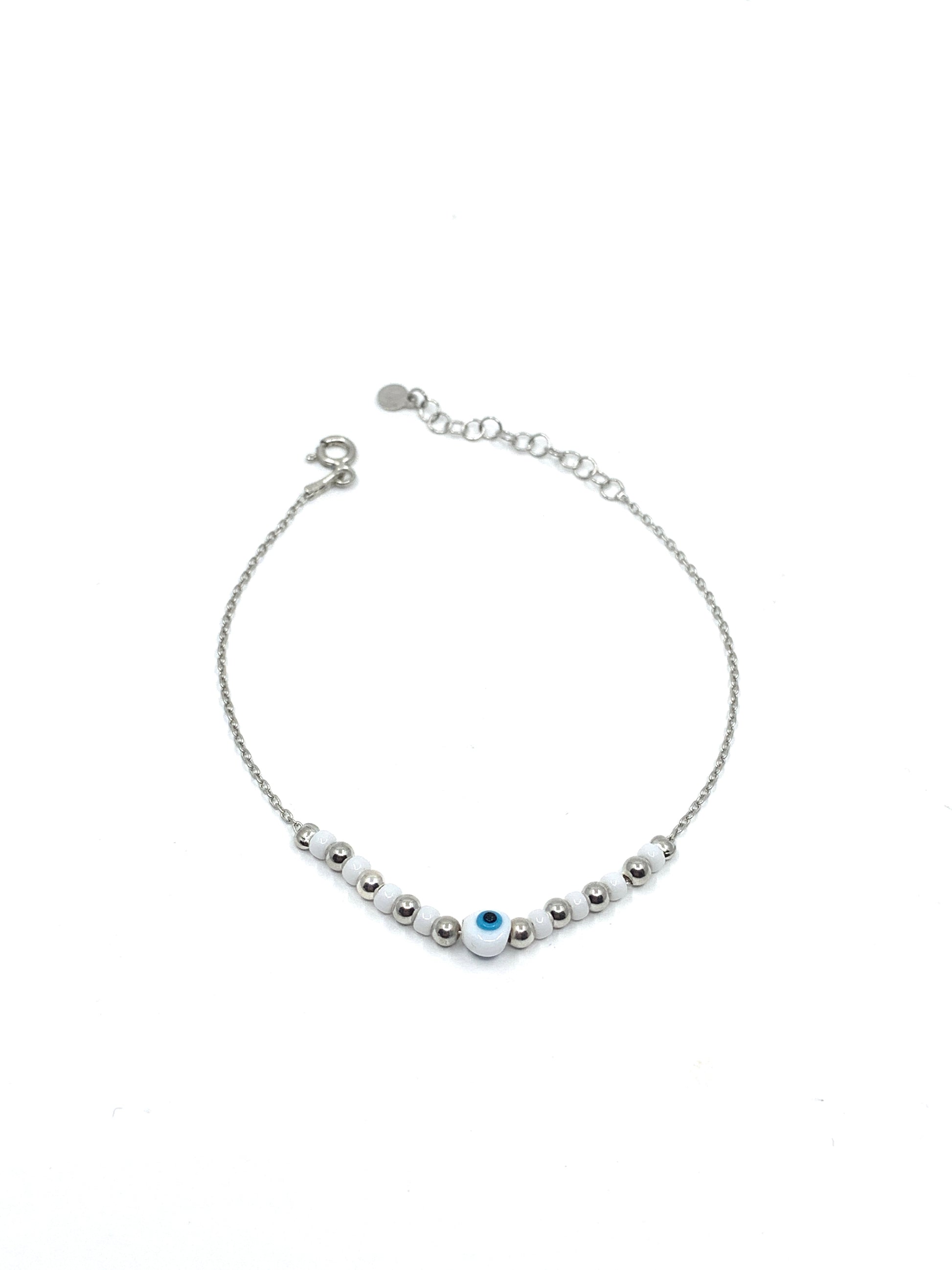 White Miyuki Bead Protection Bracelet