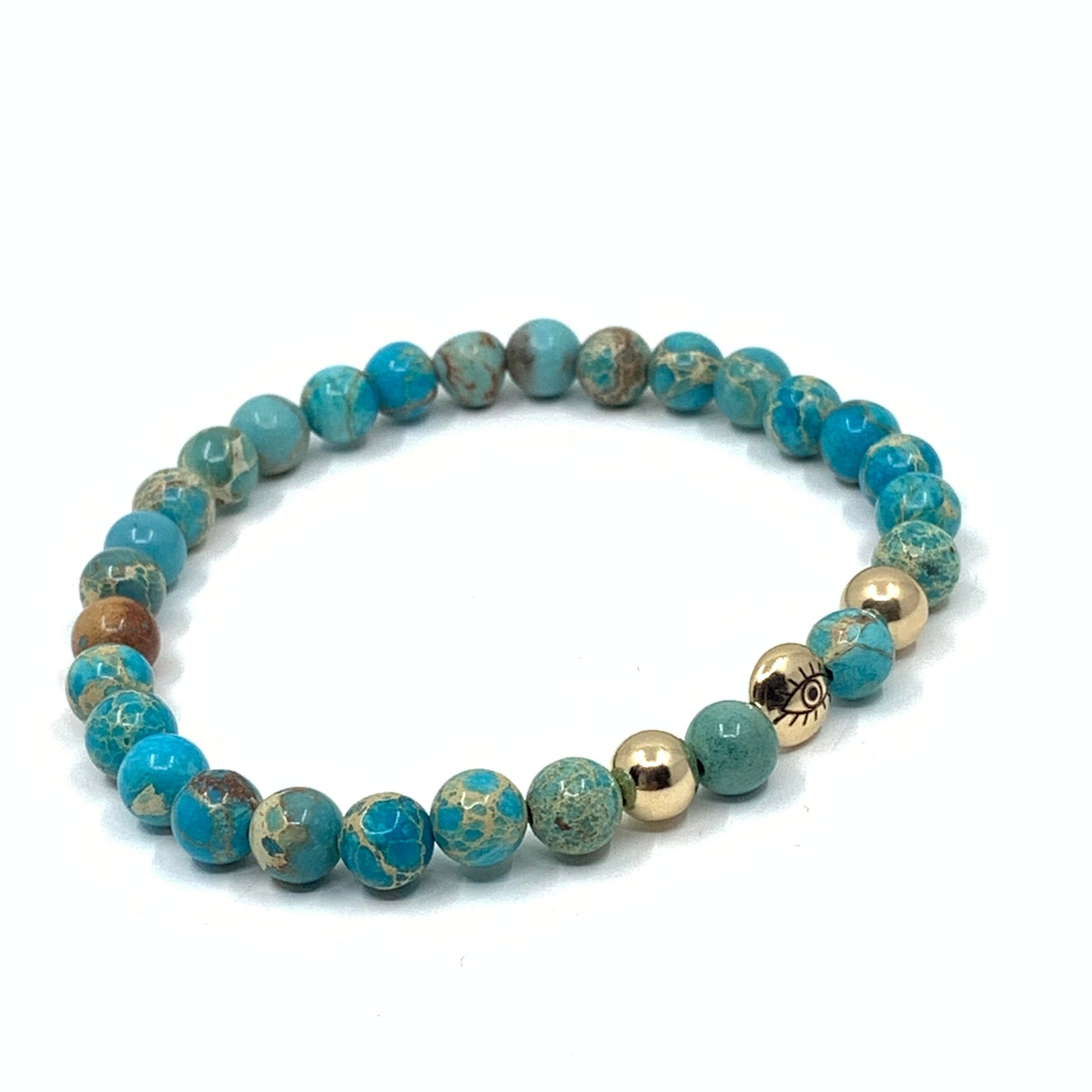 Sea Sediment Jasper Evil Eye bracelet for women