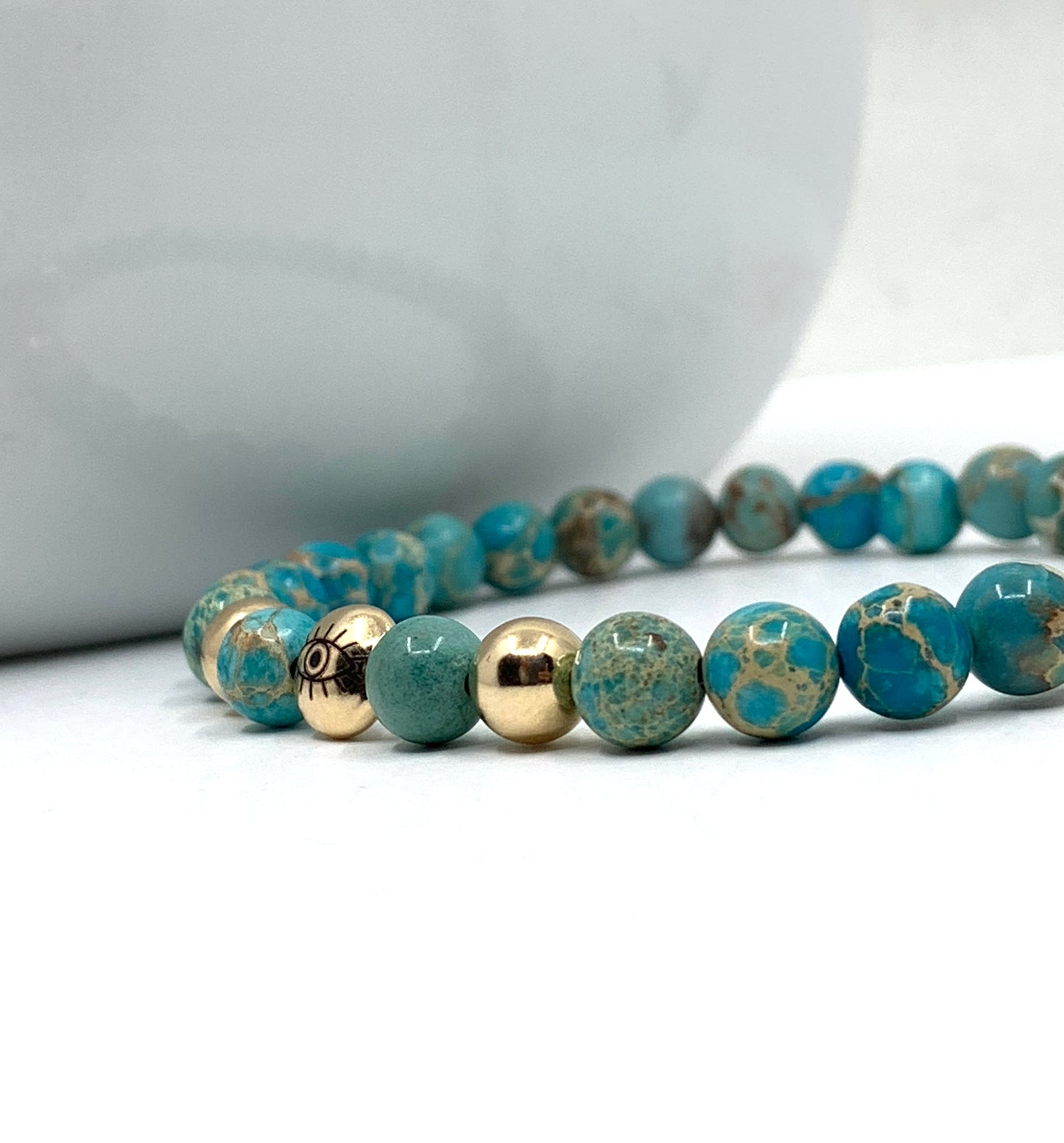 Sea Sediment Jasper Evil Eye Bracelet