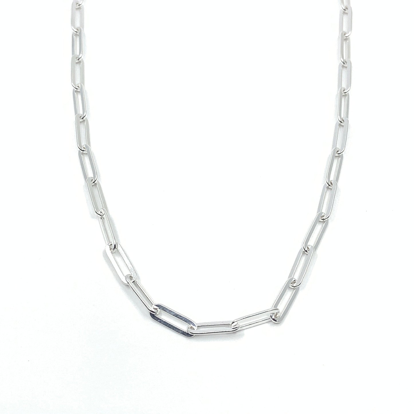 Sterling Silver Paperclip Chain against a white background