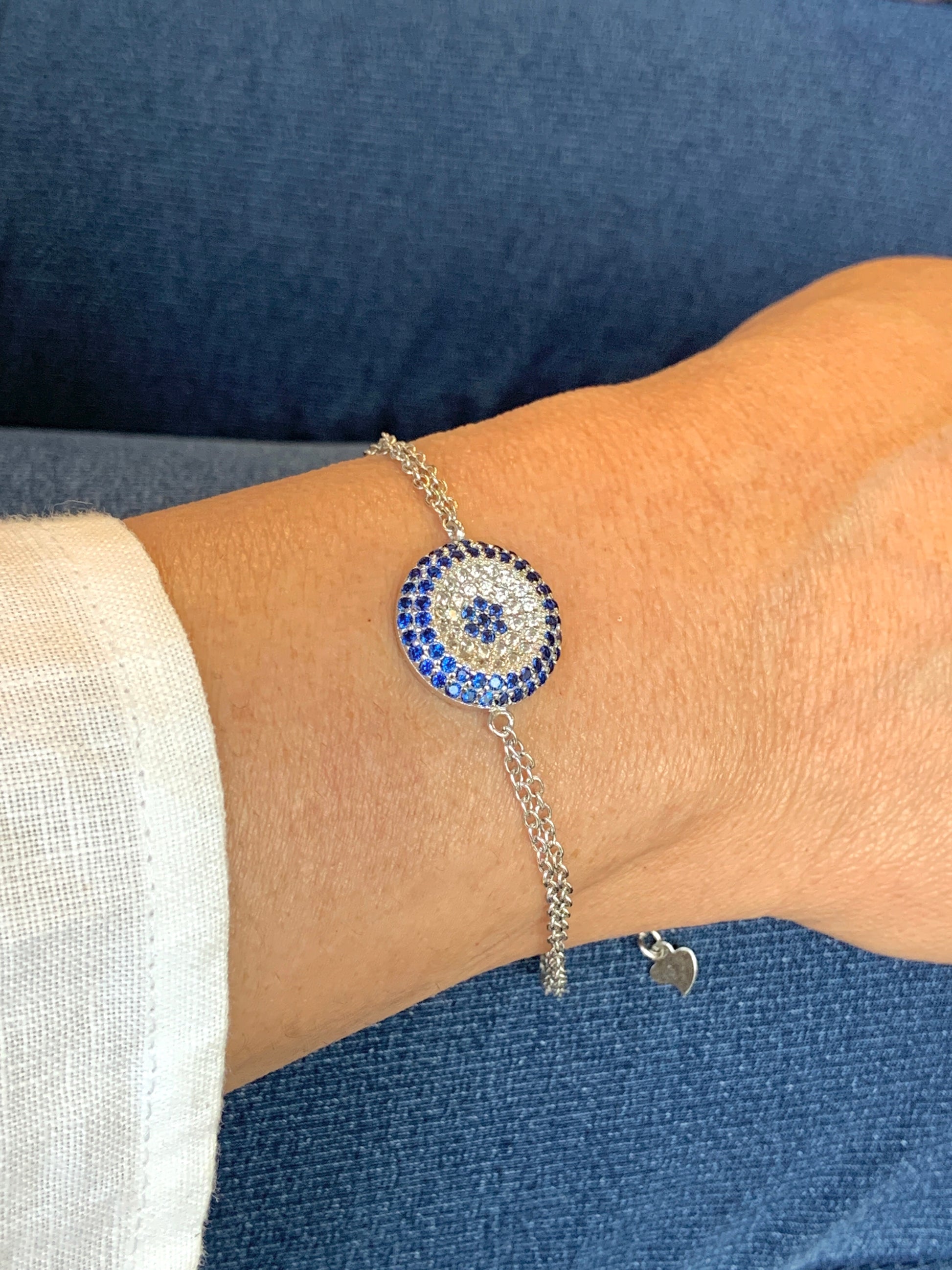 Evil Eye Charm Bracelet Worn on Wrist 