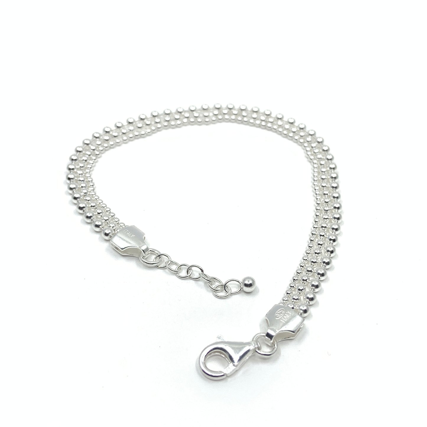 Dainty tri strand silver bracelet