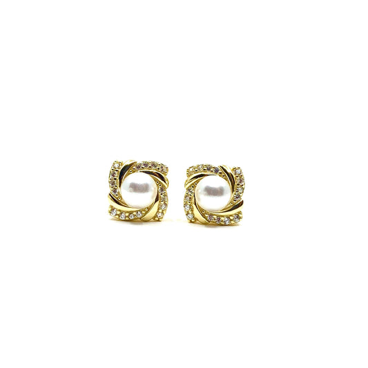 Cubic zirconia pearl studs