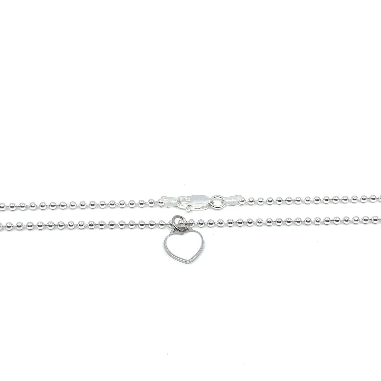 Sterling Silver Ball Chain Necklace with Heart